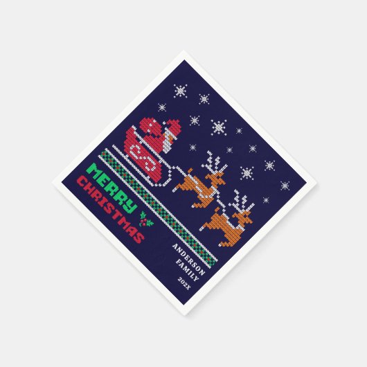 Weihnachtslieder auf dem Navy Blue Frohe Weihnacht Serviette (Ecke)