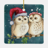 Weihnachtslieder auf Zweig nachts Keramikornament (Rückseite)