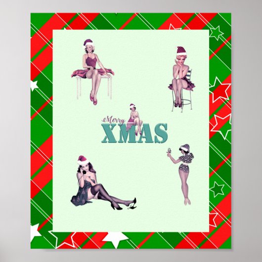 Weihnachtslieder, Button-up Girls XMAS Art Print v Poster (Vorne)