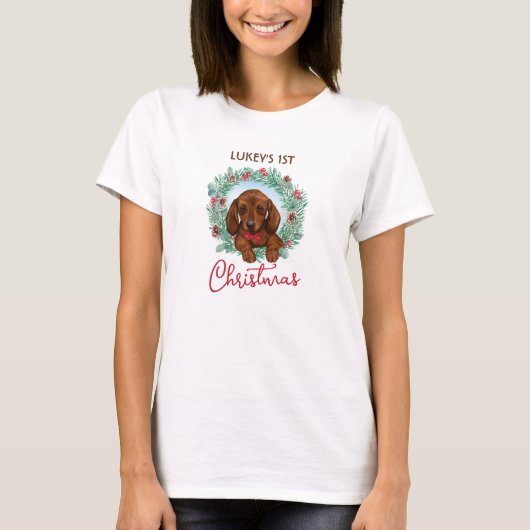 Weihnachtslieder Dackel Welpe Dackel Wursthund T-Shirt (Vorderseite)