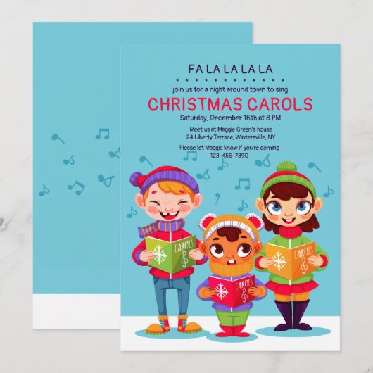 Weihnachtslieder - Einladung (Vorne/Hinten)