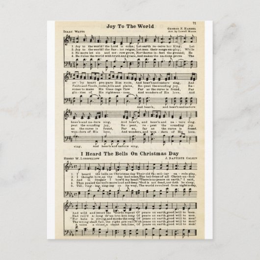 Weihnachtslieder: Freude für die Welt Feiertagspostkarte (Vorderseite)