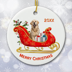 Weihnachtslieder Golden Retriever Dog Keramik Ornament