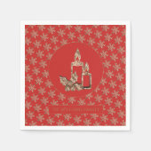 Weihnachtslieder Holly Snowflakes Rot und Gold Serviette (Vorderseite)