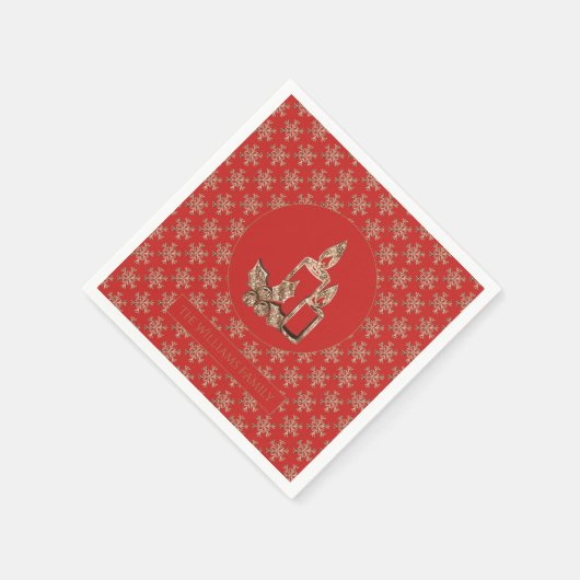 Weihnachtslieder Holly Snowflakes Rot und Gold Serviette (Ecke)