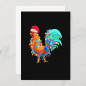 Weihnachtslieder Hühnchen mit Weihnachtshut Einladung (Vorne/Hinten)