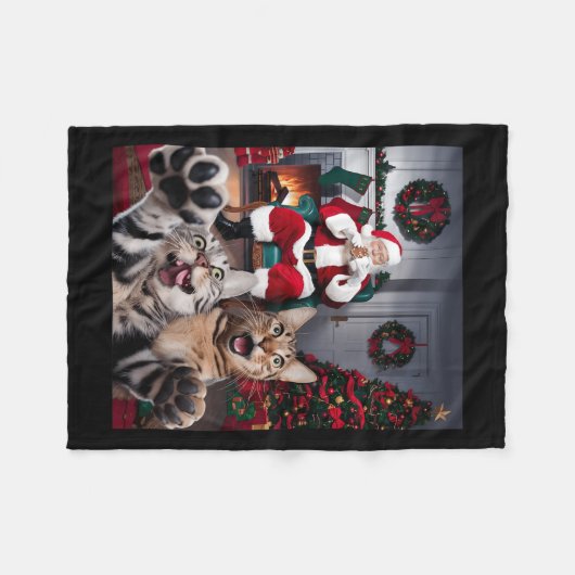 Weihnachtslieder Hund Selfie mit dem Weihnachtskla Fleecedecke (Vorderseite (Horizontal))