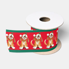 Weihnachtslieder Hund Watercolor Kunstband Satinband