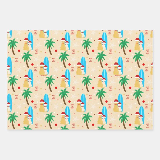 Weihnachtslieder Hunde Tan Geschenk Wrap Set 3 Geschenkpapier Set (Vorderseite)