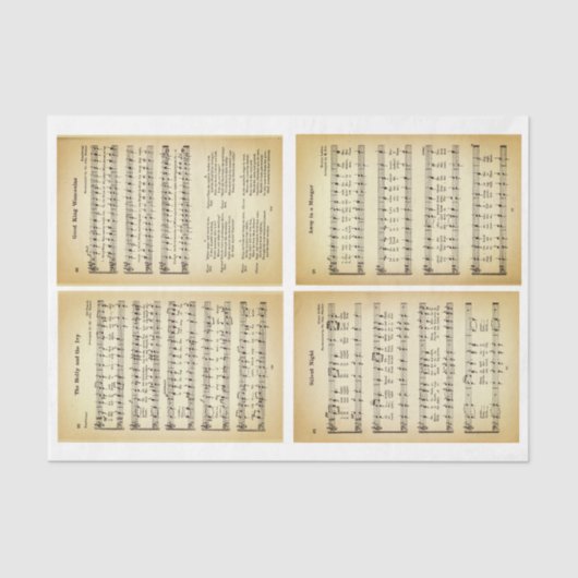 Weihnachtslieder Hymns Sheet Music DV1F Decoupage Seidenpapier (Vorderseite)