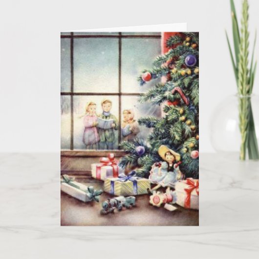 Weihnachtslieder im Fenster Feiertagskarte (Vorderseite)