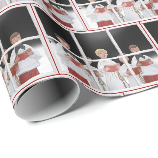 Weihnachtslieder im Fenster Geschenkpapier (Rolleneckpunkt)
