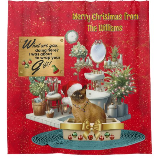 Weihnachtslieder in Litterbox Duschvorhang (Vorderseite)