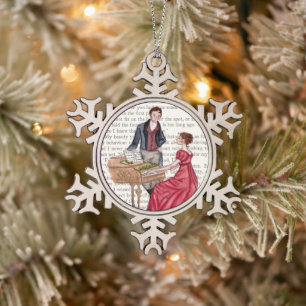 Weihnachtslieder in Pemberley Schneeflocken Zinn-Ornament
