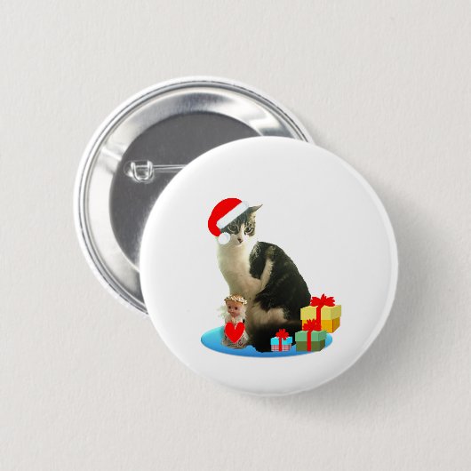 Weihnachtslieder-Katze und niedlicher Engel Button (Vorne & Hinten)