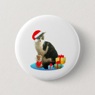 Weihnachtslieder-Katze und niedlicher Engel Button