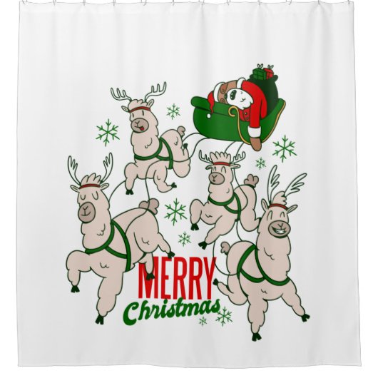 Weihnachtslieder Lamas Duschvorhang (Vorderseite)