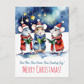 Weihnachtslieder Mäuse singen Aquarell niedlich Postkarte (Vorderseite)