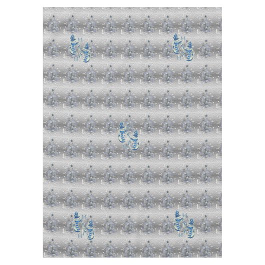 Weihnachtslieder, Merry Blue Silver Snowman Tischdecke (Vorderseite)