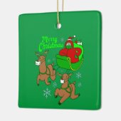 Weihnachtslieder mit Maske und RentierSchlitten Keramikornament (Links)