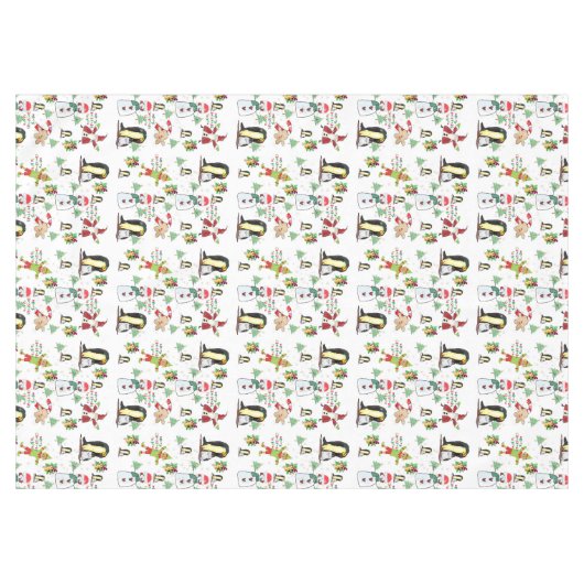 Weihnachtslieder, Pinguin, Snowman, Elf Tischdecke (Vorderseite (Horizontal))