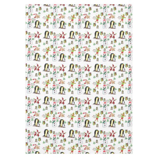 Weihnachtslieder, Pinguin, Snowman, Elf Tischdecke (Vorderseite)