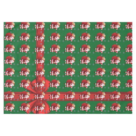 Weihnachtslieder, Red Bow Santa Claus Tischdecke (Vorderseite (Horizontal))