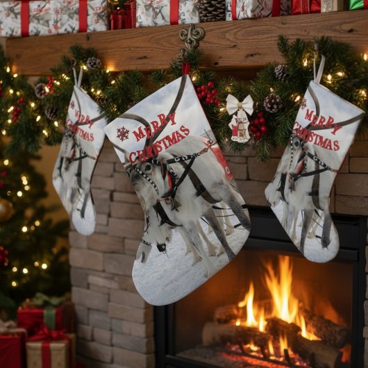 Weihnachtslieder Rentier & Husky Schlittenhunde in Großer Weihnachtsstrumpf