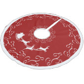 Weihnachtslieder & Rentiere in Rot und Weiß Polyester Weihnachtsbaumdecke (Schrägansicht)