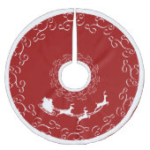 Weihnachtslieder & Rentiere in Rot und Weiß Polyester Weihnachtsbaumdecke (Vorderseite)