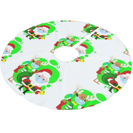 Weihnachtslieder Rentiere Polyester Weihnachtsbaumdecke (Schrägansicht)