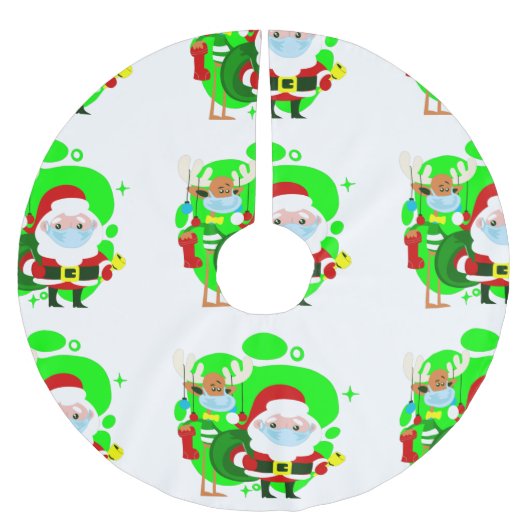 Weihnachtslieder Rentiere Polyester Weihnachtsbaumdecke (Vorderseite)