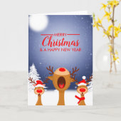 Weihnachtslieder Rentiere Weihnachten Karte (Gelbe Blume)