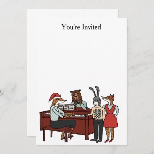 Weihnachtslieder rund um die Piano-Einladung Einladung (Vorne/Hinten)