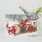 Weihnachtslieder rutschen auf einem Stein Feiertagskarte (Stehend Vorderseite)