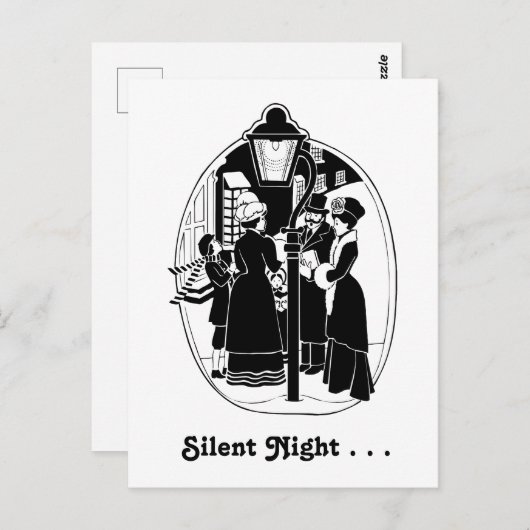 Weihnachtslieder singen Schwarz-weiß Postkarte (Vorne/Hinten)