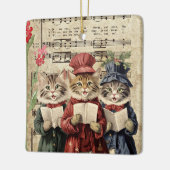 Weihnachtslieder singende Katzen Keramikornament (Links)