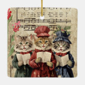 Weihnachtslieder singende Katzen Keramikornament (Rückseite)