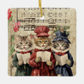 Weihnachtslieder singende Katzen Keramikornament (Vorderseite)
