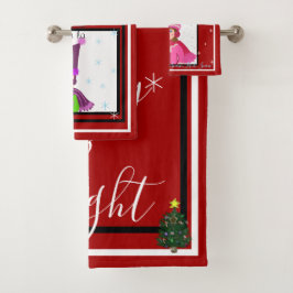 Weihnachtslieder Snowflakes Badhandtuch Set