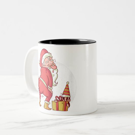 Weihnachtslieder taufend santa claus elf pajamas zweifarbige tasse (Vorderseite Links)