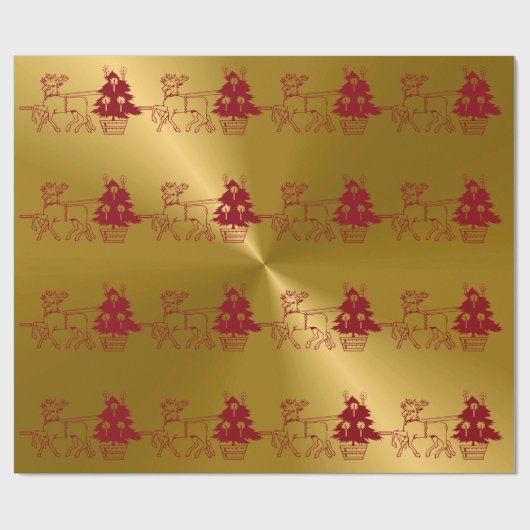 Weihnachtslieder und Bäume drucken Geschenkpapier (Flach)