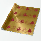 Weihnachtslieder und Bäume drucken Geschenkpapier (Ungerollt)