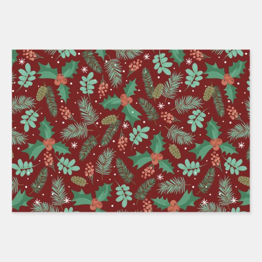 Weihnachtslieder und Kiefernhäute Geschenkpapier Set (Vorderseite)