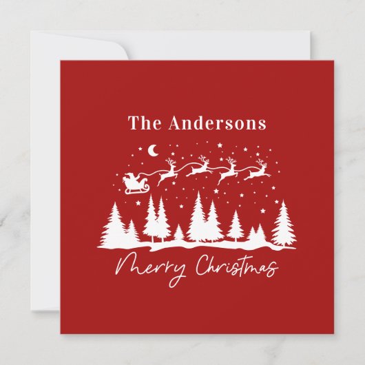 Weihnachtslieder und RentierSchlitten Feiertagskarte (Vorderseite)