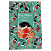 Weihnachtslieder und Strumpf Personalisiert Mittlere Geschenktüte (Rückseite)