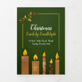 Weihnachtslieder von Kerzenlicht-Hymnen Dreifach-gefaltete Programmkarte