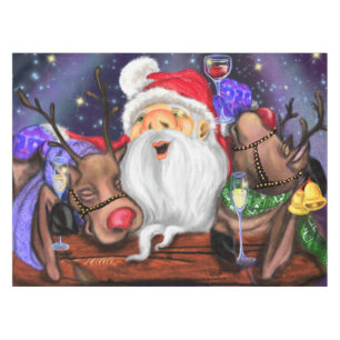 Weihnachtslieder Weihnachtsmann mit Rentierspass Tischdecke
