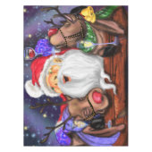 Weihnachtslieder Weihnachtsmann mit Rentierspass Tischdecke (Vorderseite)