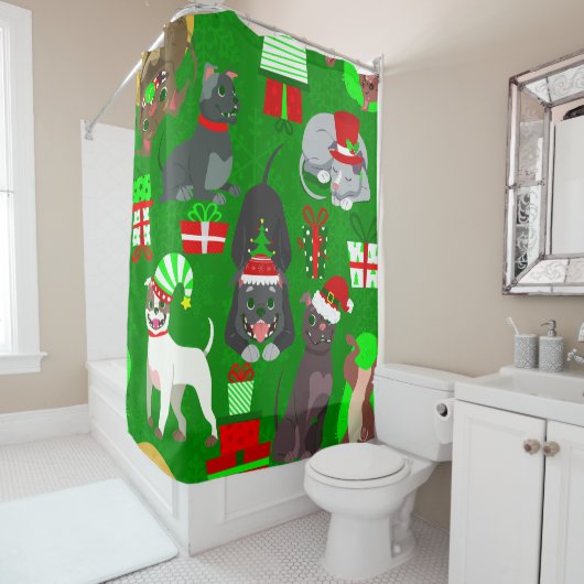 Weihnachtslieder Welpenhund Duschvorhang (Beispiel)